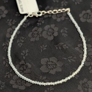 Genuine White Topaz Bracelet 2 mm Faceted White Topaz Beads 925 Sterling Silver